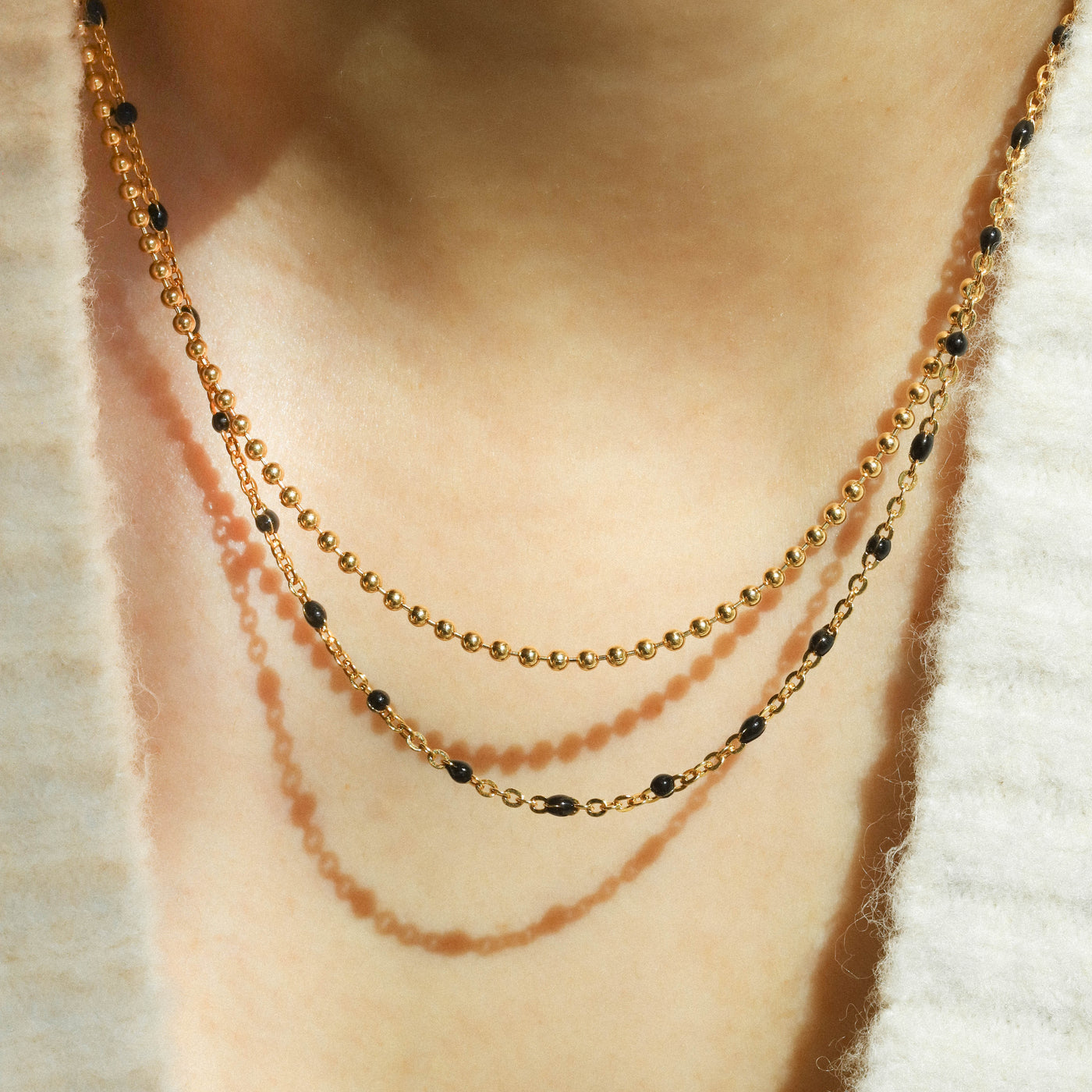 Gold layered necklaces
