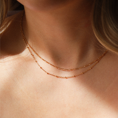 14K gold filled layered chain necklaces