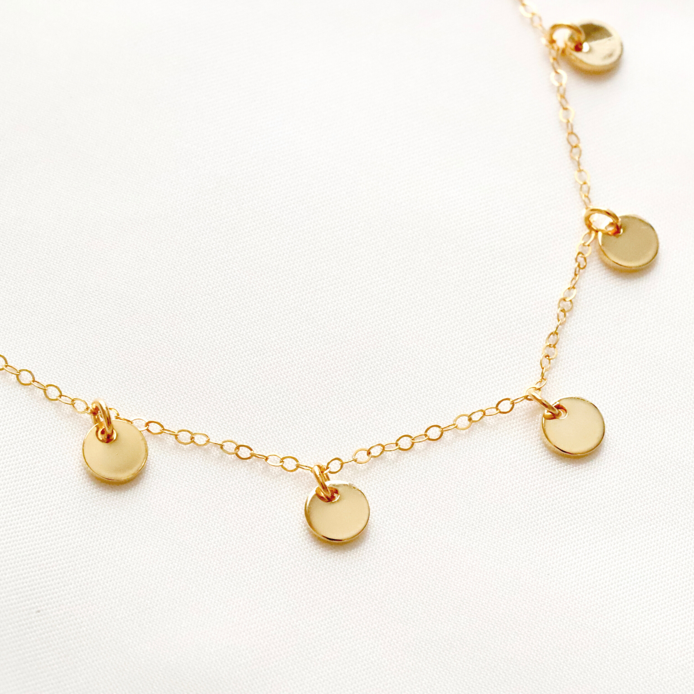 Gold boho necklace with discs