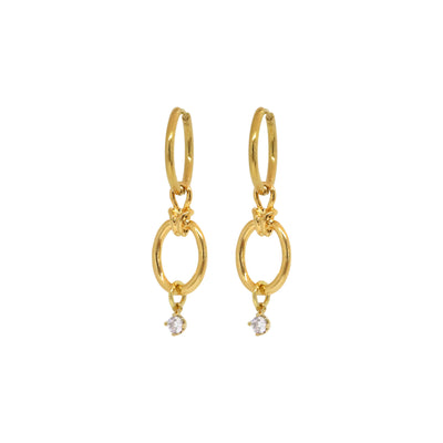 Gold dangle earrings with CZ