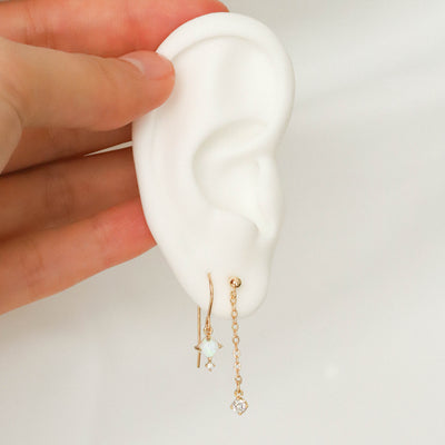 Gold drop earrings for ear stack