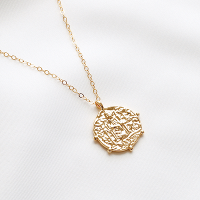 Gold Greek coin necklace 