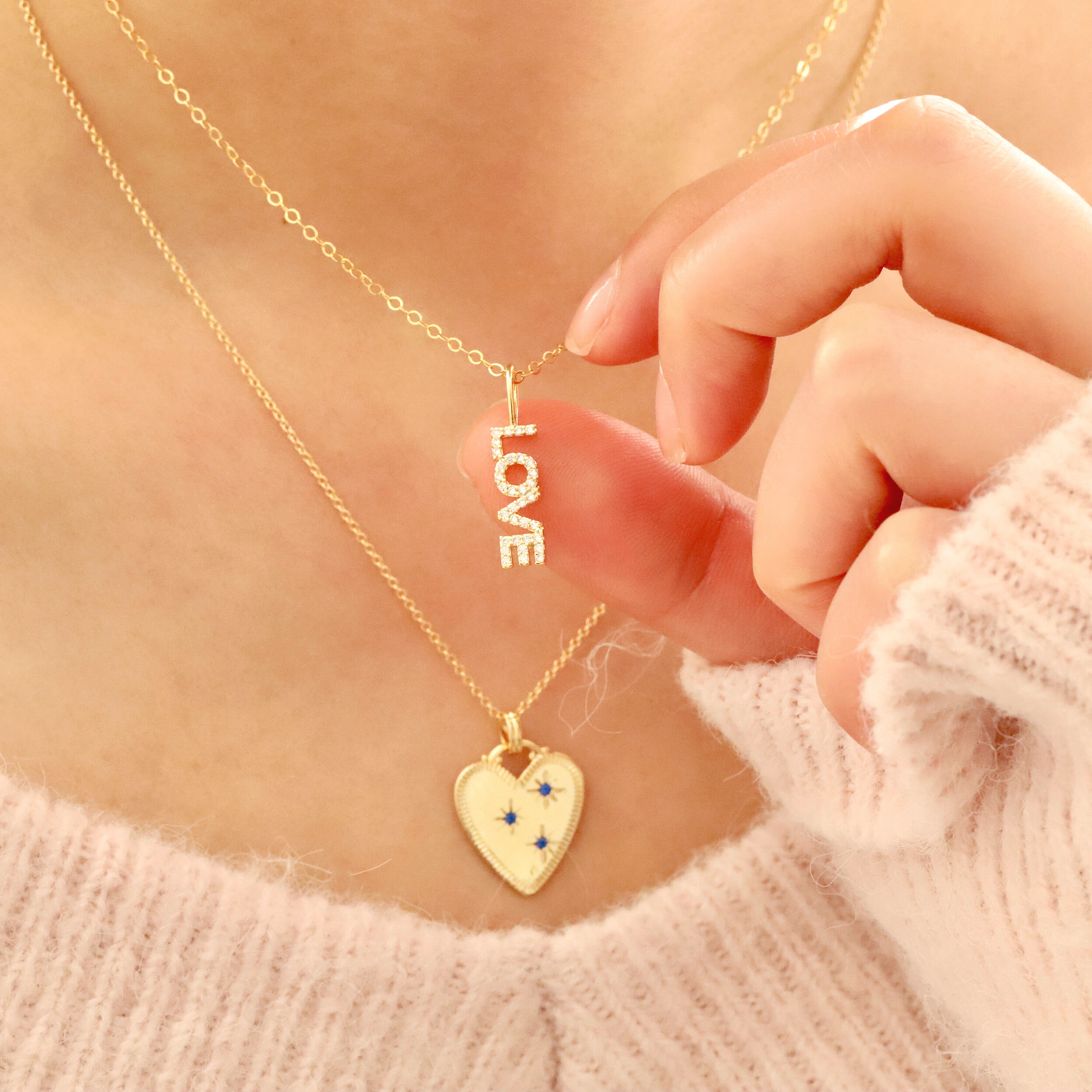 14K gold love necklace