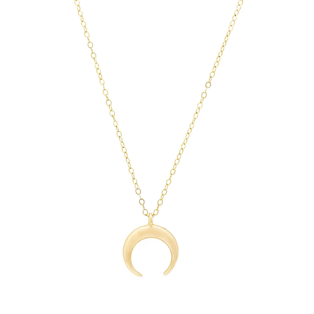 Gold horn pendant necklace