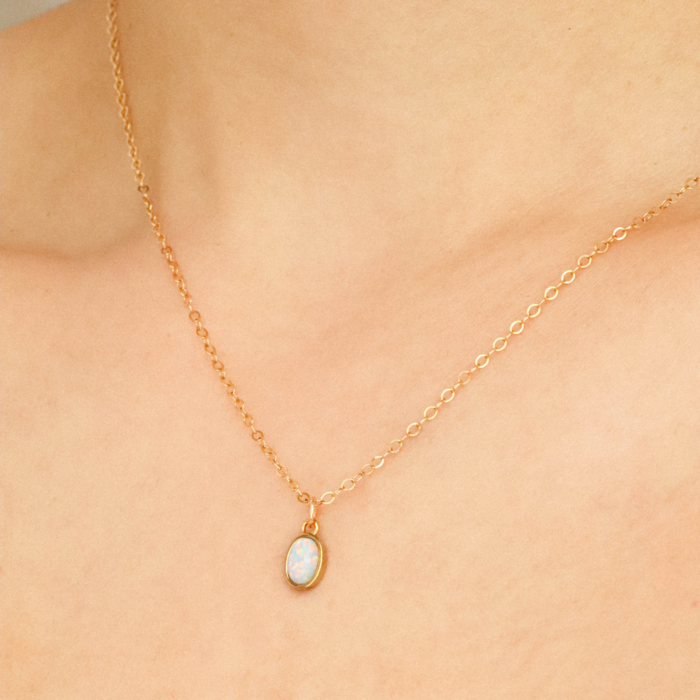 Gold opal pendant necklace