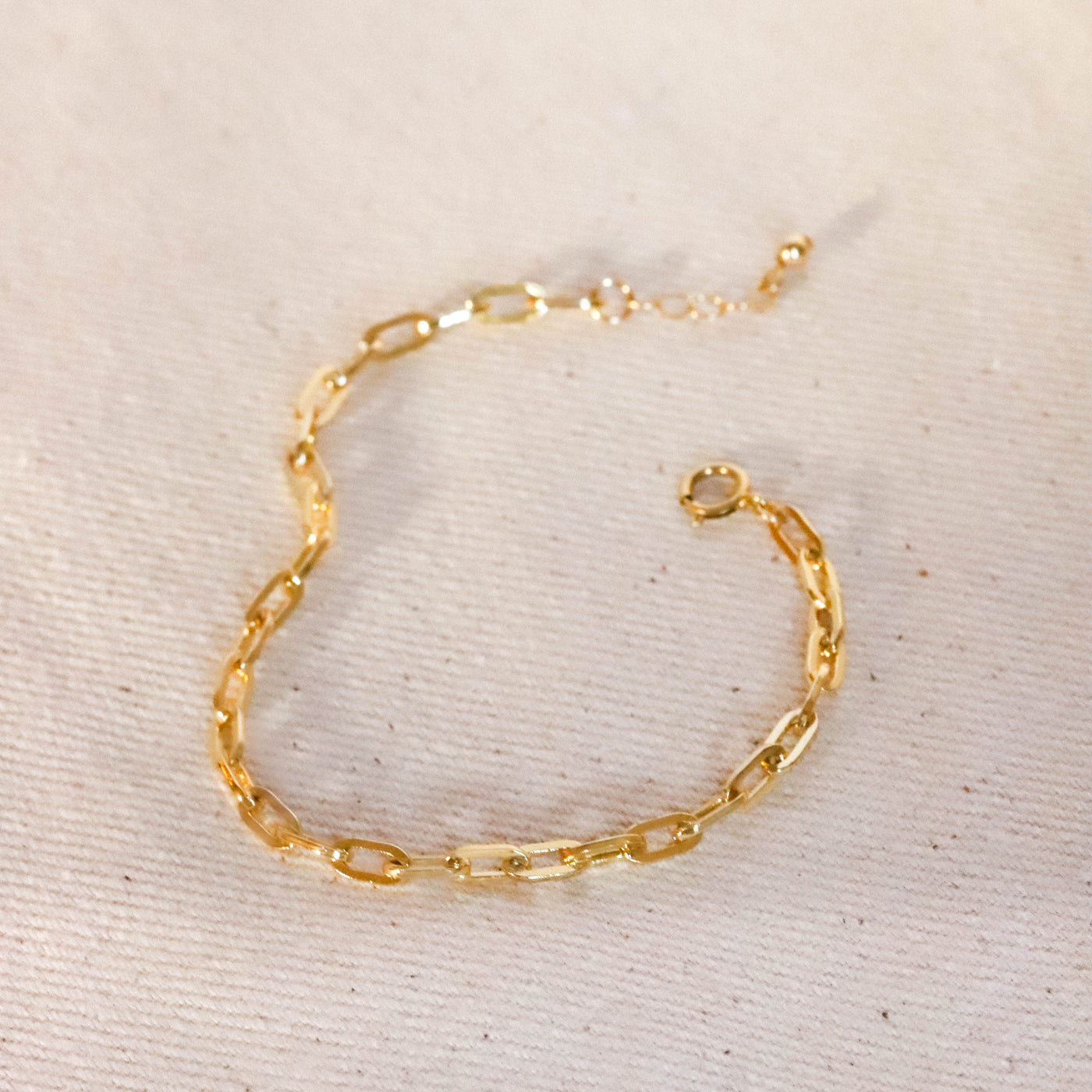 Gold paper clip chain bracelet