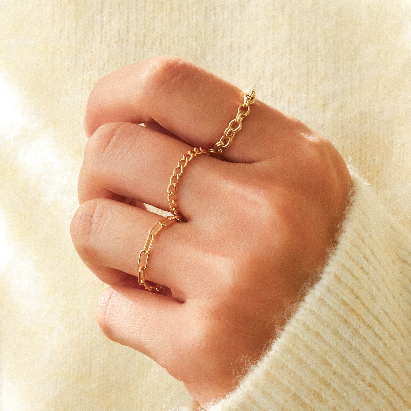 Gold stacking chain rings