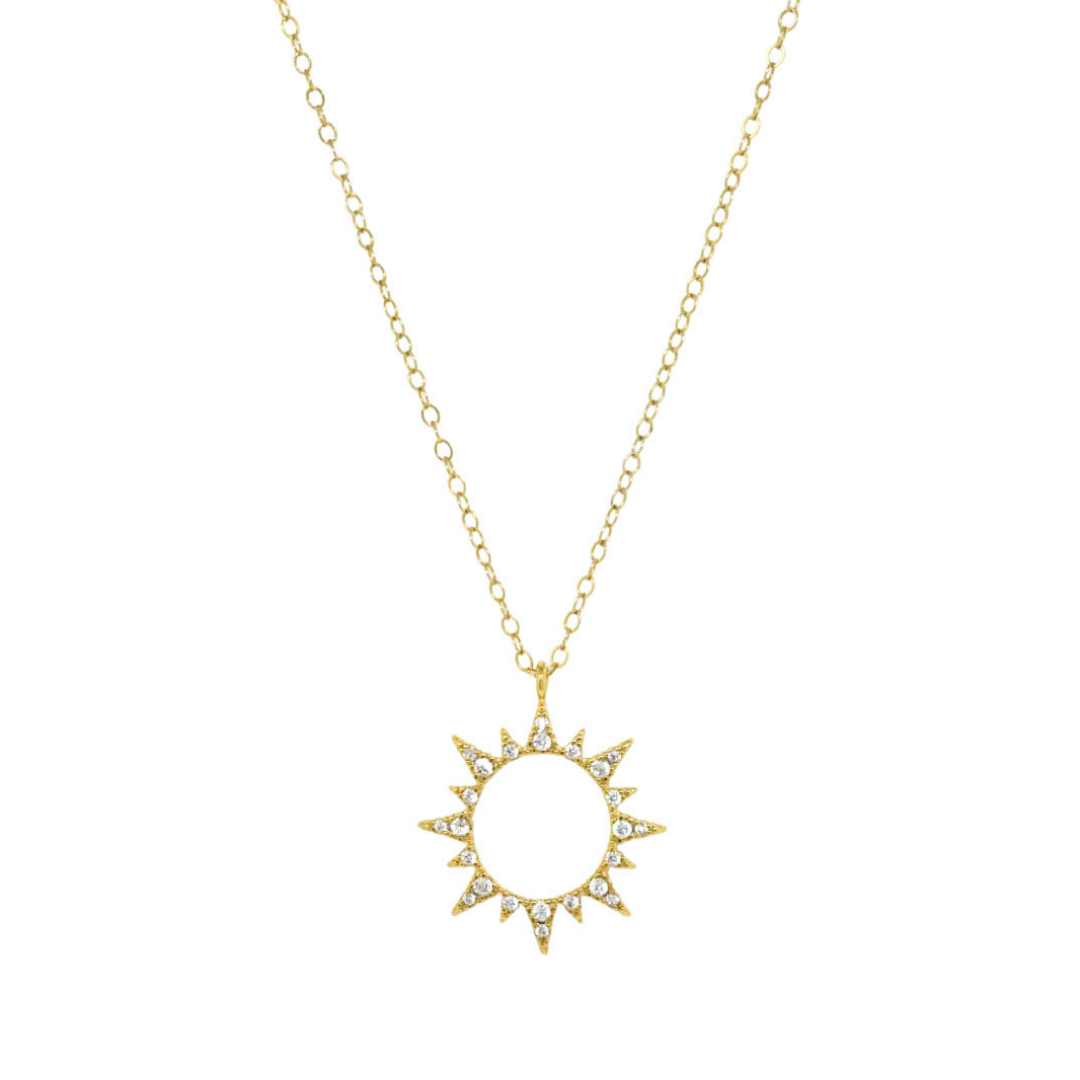 Gold sun pendant necklace
