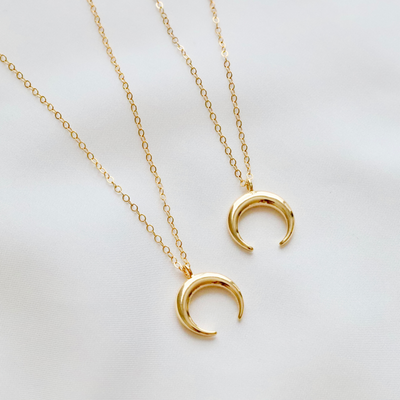 14K gold filled, minimalist crescent horn necklace
