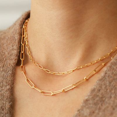 14K gold filled paperclip chain necklaces